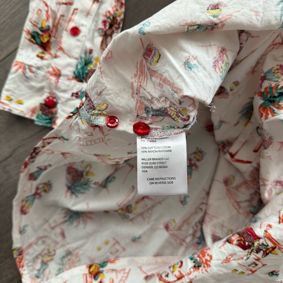 Cruel Denim Senorita White Spanish Print Button Up Cowgirl Top - Picture 6 of 6